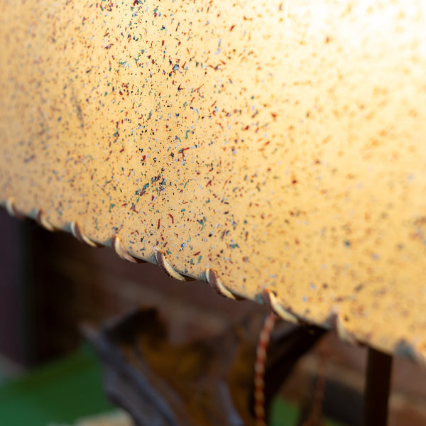 Close up of vintage log lamp shade.