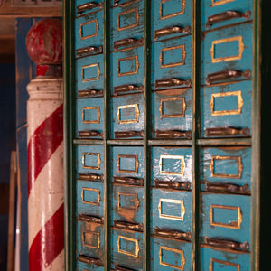 Tall Blue Restored Multi-Drawer Cabinet