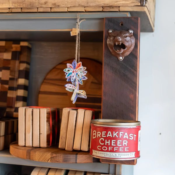 Handcrafted Wall Bottle Opener w/ Vintage Breakfast Cheer Can