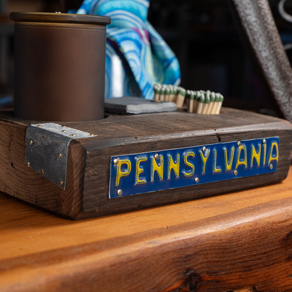 Pennsylvania License Plate (Front) Candle Holder with Metal Embellishments