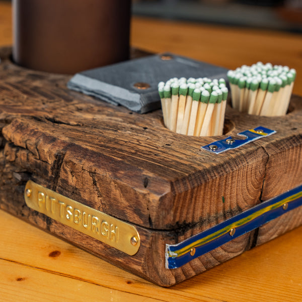 "B" Candle Holder with PA License Plate Embellishments