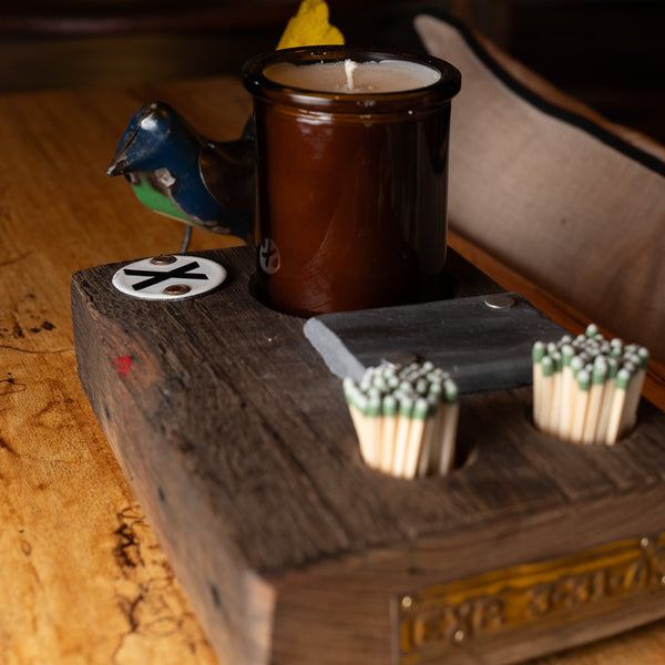 "X"/"EXP. 3-31-43" Candle Holder