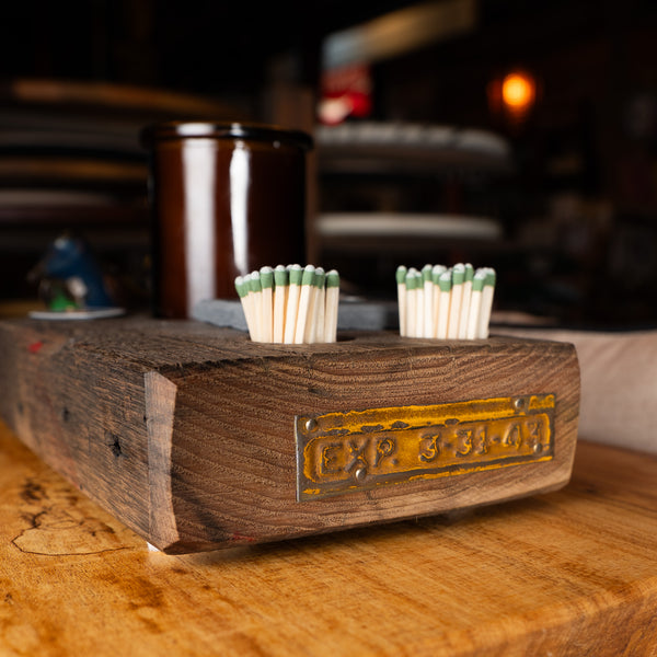 "X"/"EXP. 3-31-43" Candle Holder