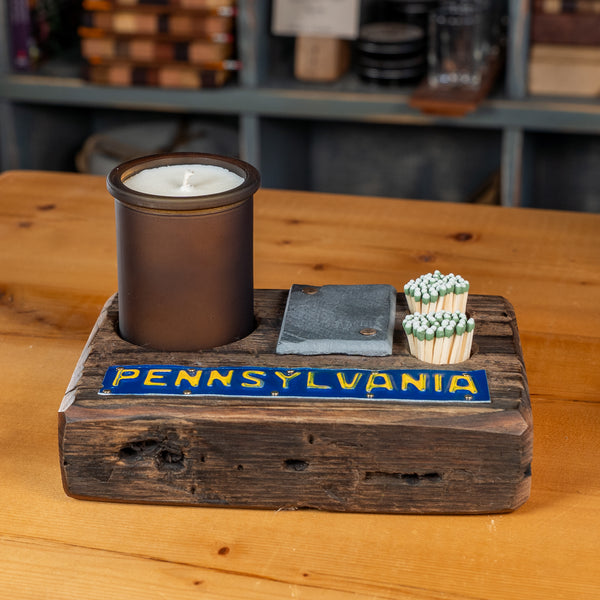 Blue Pennsylvania License Plate (Top) Candle Holder