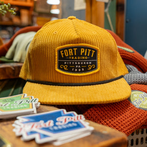 Black and Gold Corduroy Hat