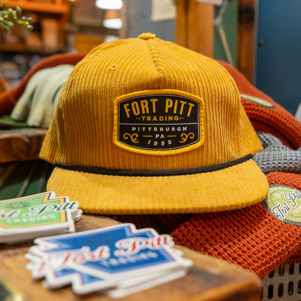 Black and Gold Corduroy Hat