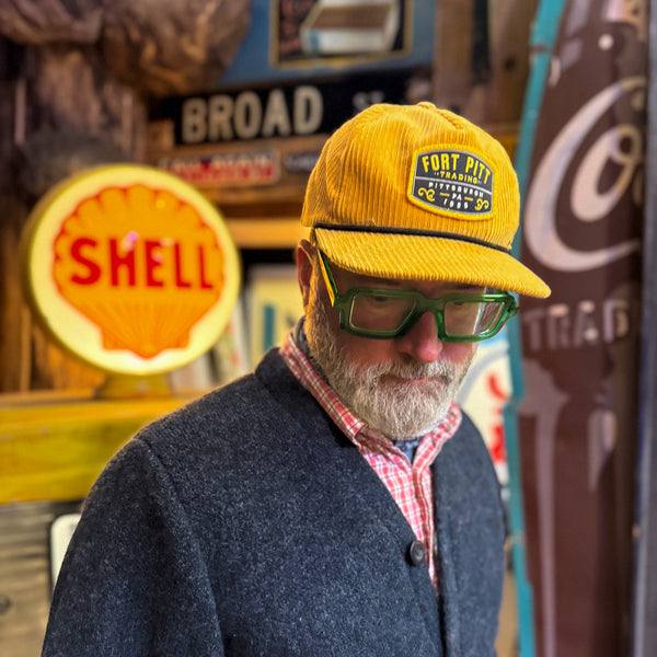 Black and Gold Corduroy Hat