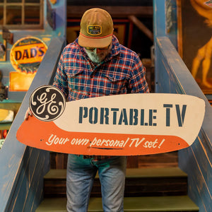 Original GE Portable TV Advertising Sign