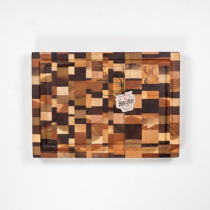 Checkered End Grain Cutting Board with Drip Edge