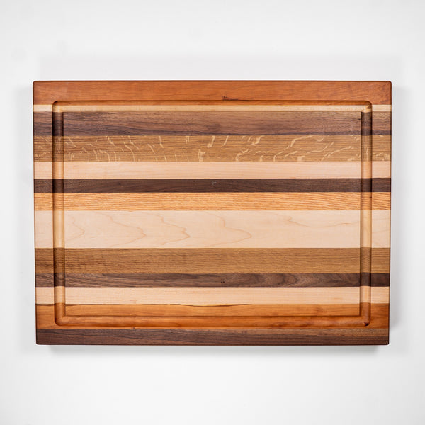 Large Striped Cutting Board with Drip Edge