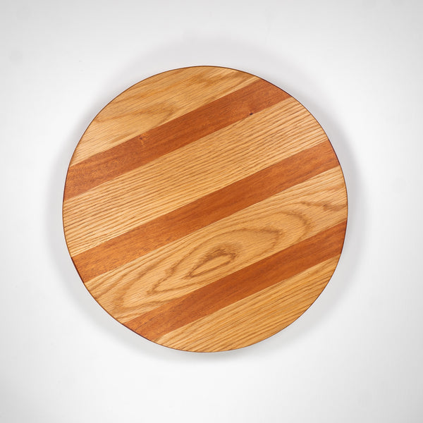 20in Striped White Oak and Mahogany Lazy Susan