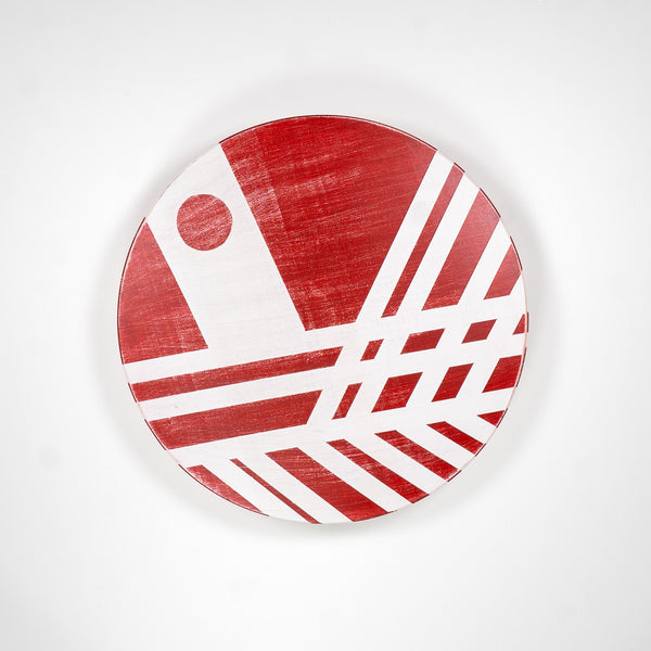 18.5in Hand-painted Lazy Susan (Red/White)
