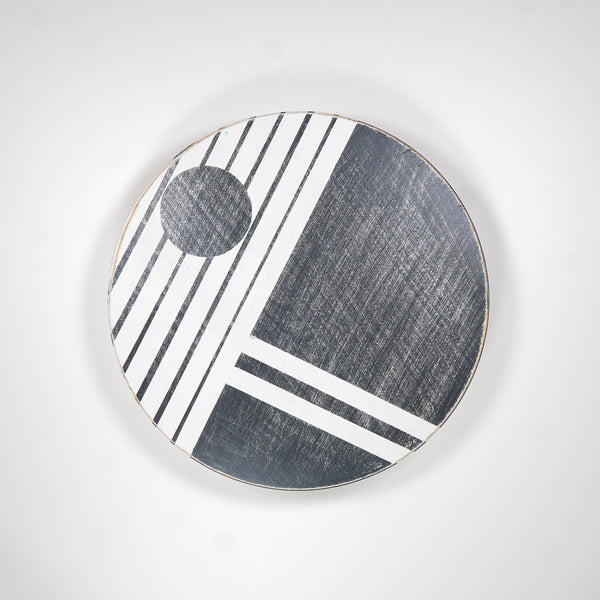 18.5in Hand-painted Lazy Susan (Black/White)