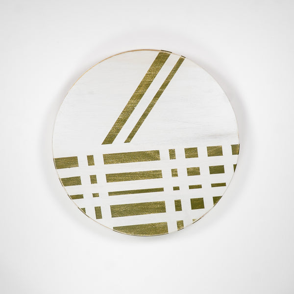 18.5in Hand-painted Lazy Susan (Army Green/White)