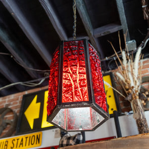 Red Vintage Glass Panel Pendant Light