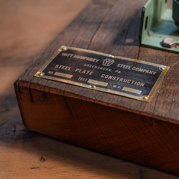 Refurbished Desk Lamp with Vintage Steel Company Plate