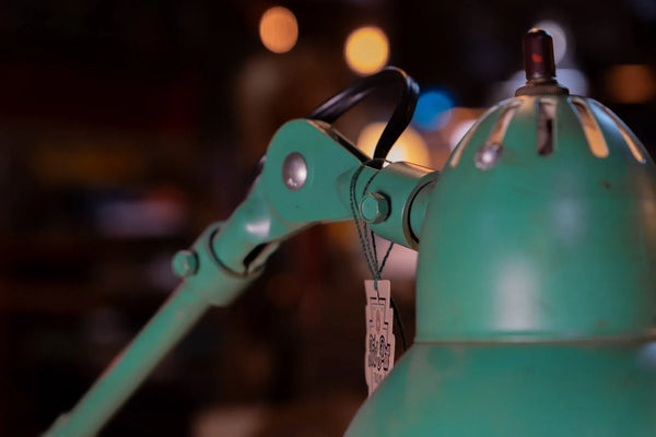 Refurbished Desk Lamp with Vintage Steel Company Plate