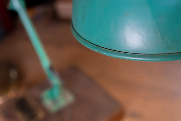 Refurbished Desk Lamp with Vintage Steel Company Plate
