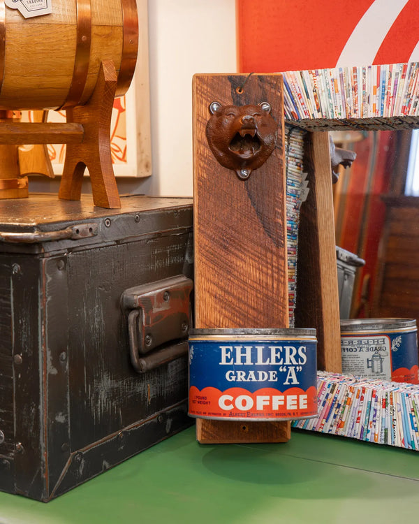 Handcrafted Wall Bottle Opener w/ Vintage Ehler's Coffee Can